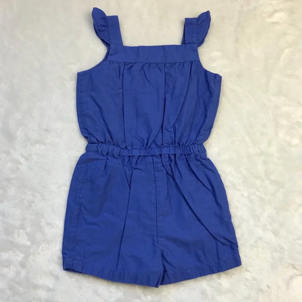Janie‎ and Jack Sleeveless Romper Baby 6-12 Months Embroidered 100% Cotton Blue